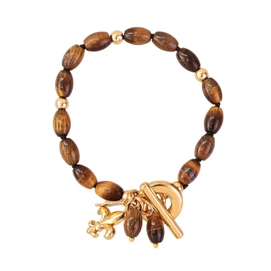 Pulseira Olho De Tigre Fecho T Banhado Em Ouro 18k