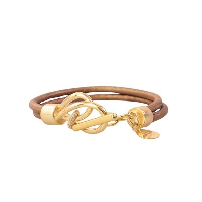 Pulseira De Couro Cobre Orbital Cravejado<br><span style='color:#fff;'>Joias</span>