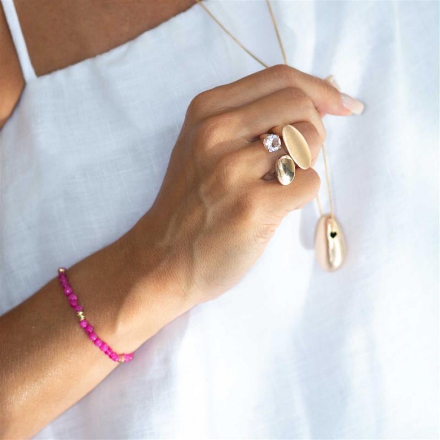 Pulseira Minimalista De Pedras Naturais Jade Pink