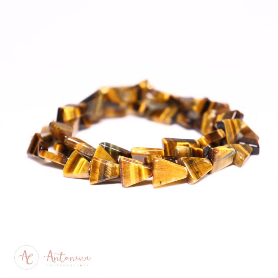 Pulseira 3 Voltas Olho De Tigre Com Fecho T Banhado Em Ouro 18k