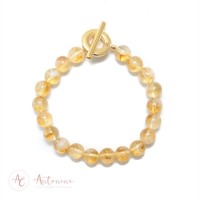 Pulseira Citrino Com Fecho T Banhado Em Ouro 18k