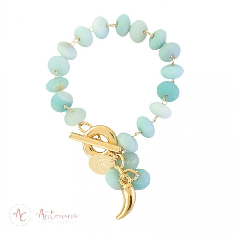 Pulseira Amazonita Com Pingente Pimenta 