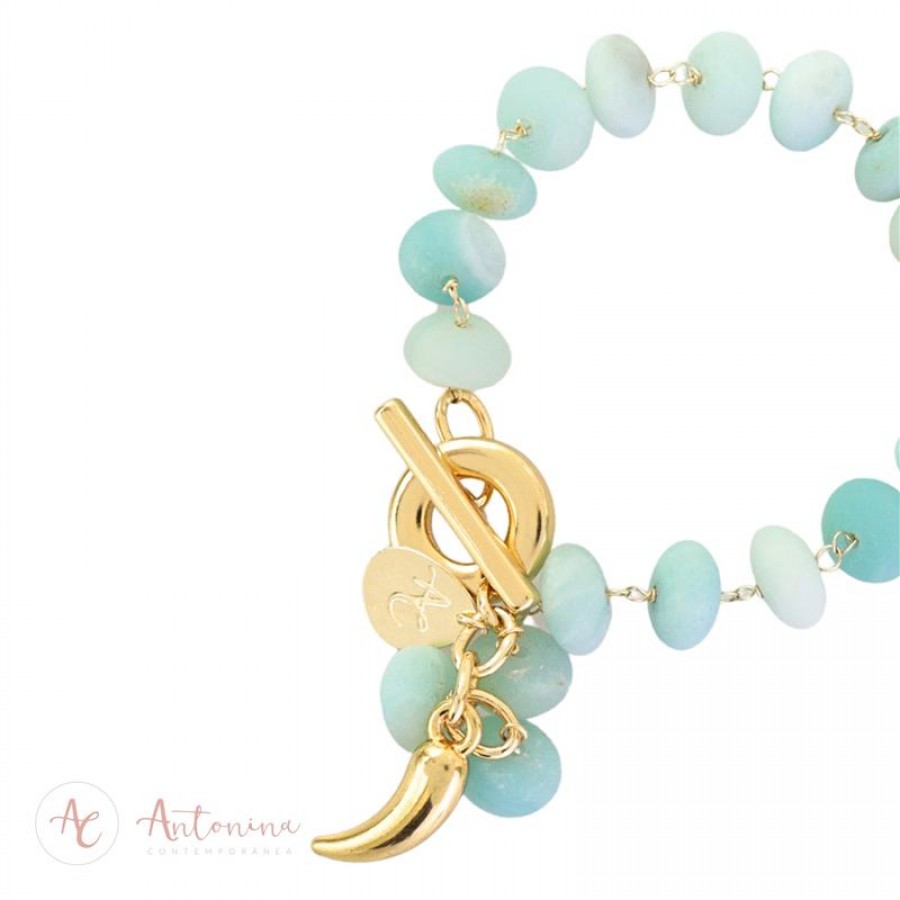 Pulseira Amazonita Com Pingente Pimenta 