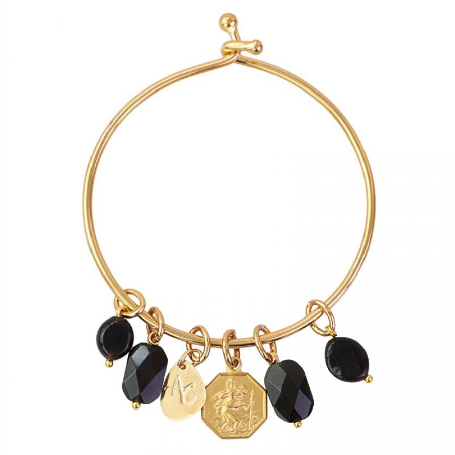 Pulseira Aro Ônix Com Medalha Nossa Senhora De Fátima