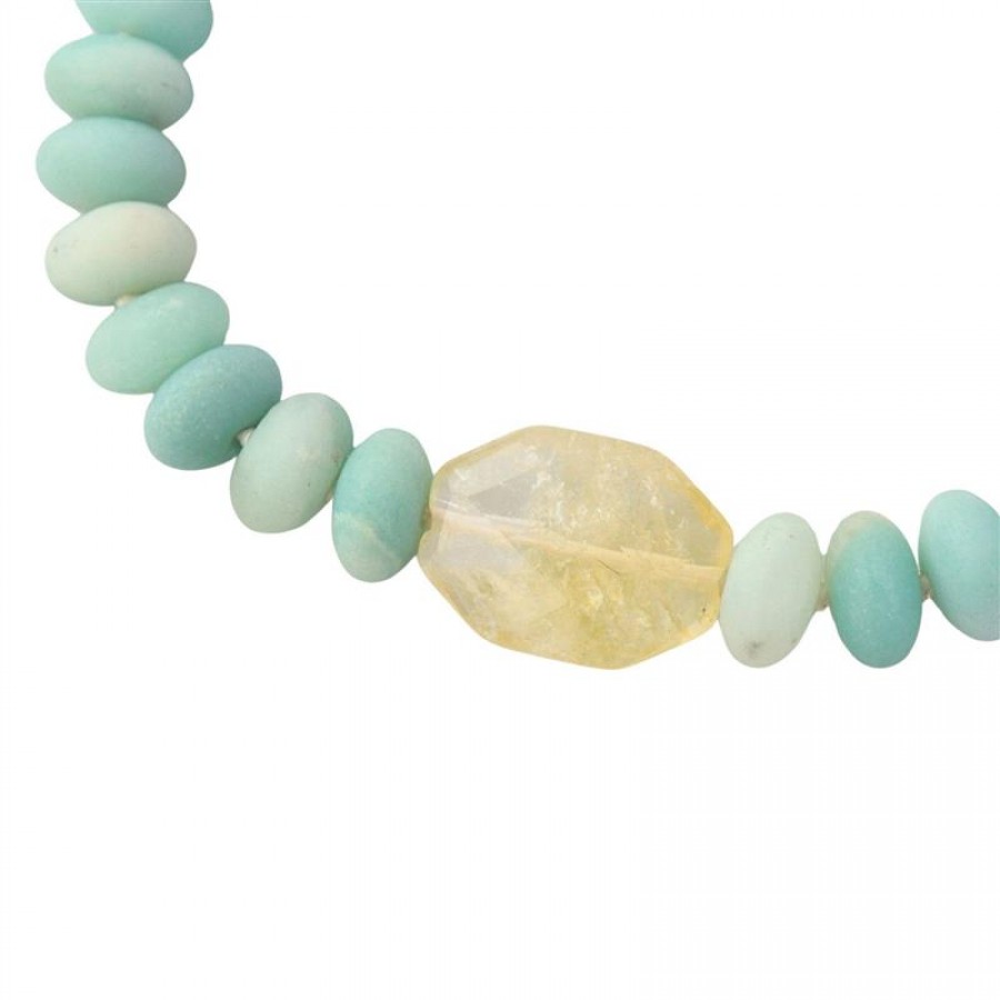 Pulseira Amazonita Com Citrino E Fecho T