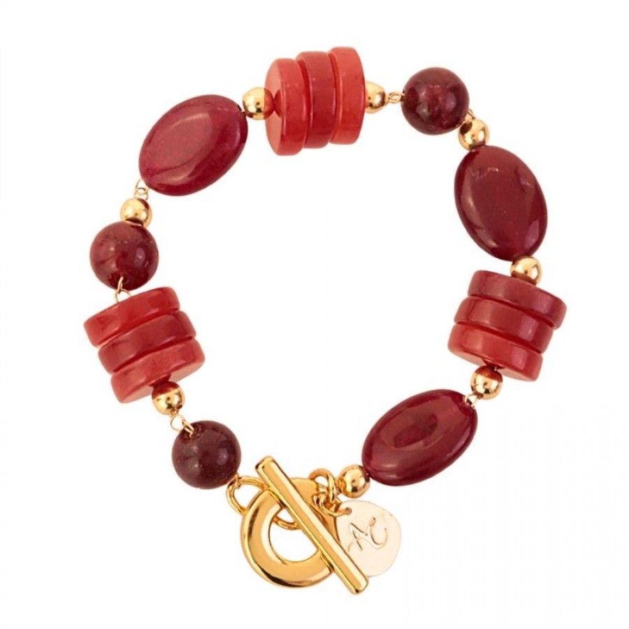 Pulseira Mix Jade Rubi Com Fecho T 