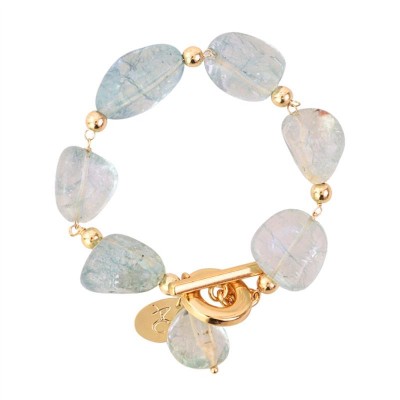 Pulseira Água Marinha Com Fecho T <br><span style='color:#fff;'>Joias</span>