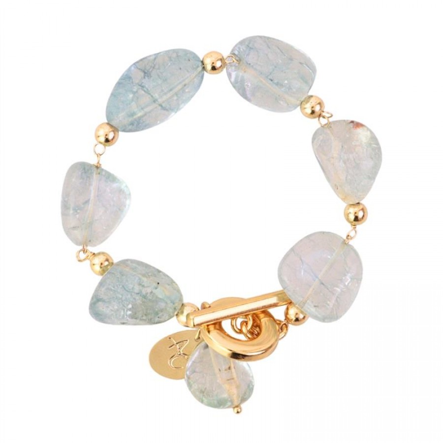 Pulseira Água Marinha Com Fecho T 