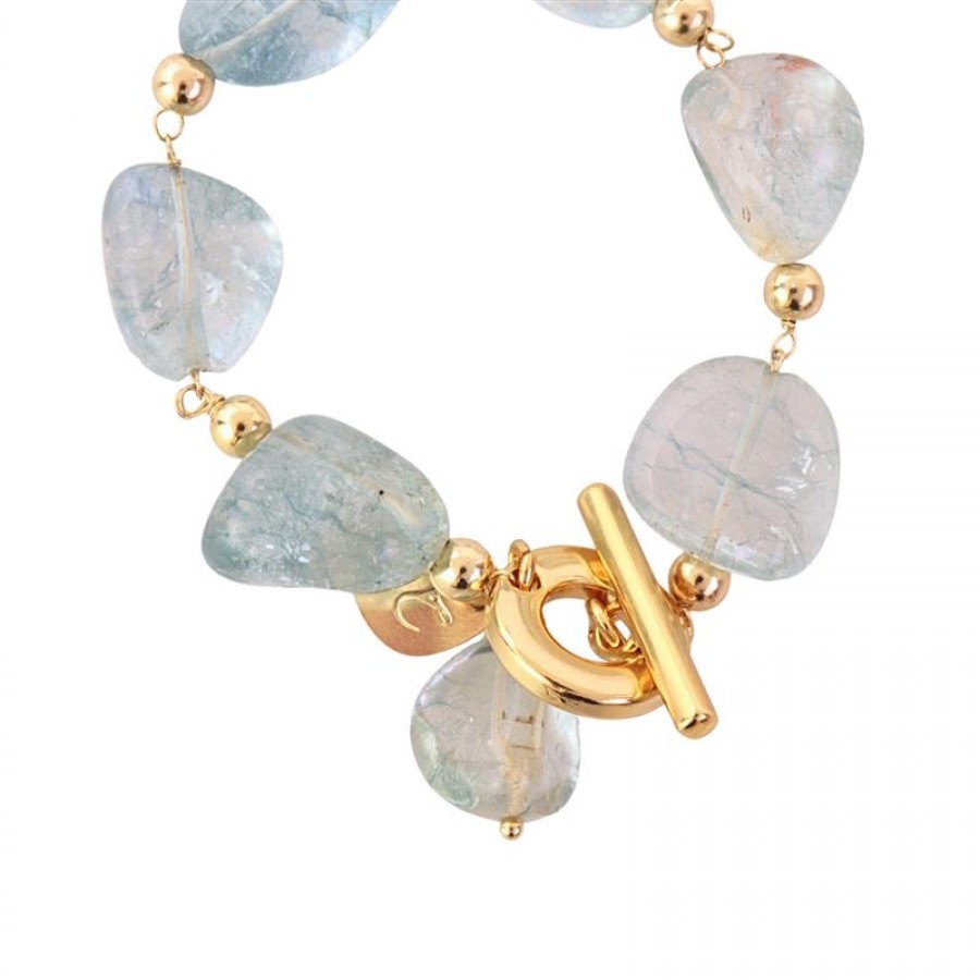 Pulseira Água Marinha Com Fecho T 