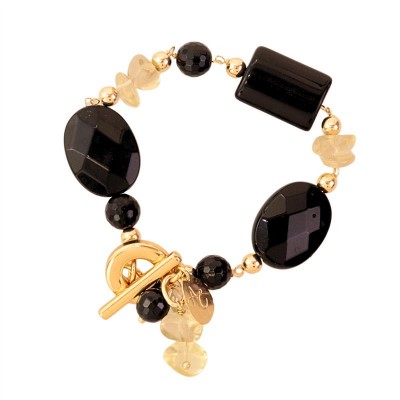 Pulseira Ônix Com Citrino E Fecho T <br><span style='color:#fff;'>Joias</span>