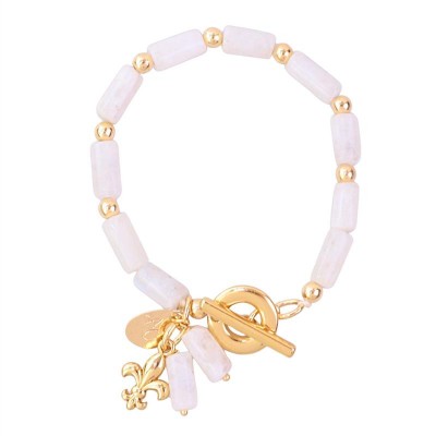 Pulseira De Pedra Da Lua Com Fecho T <br><span style='color:#fff;'>Joias</span>
