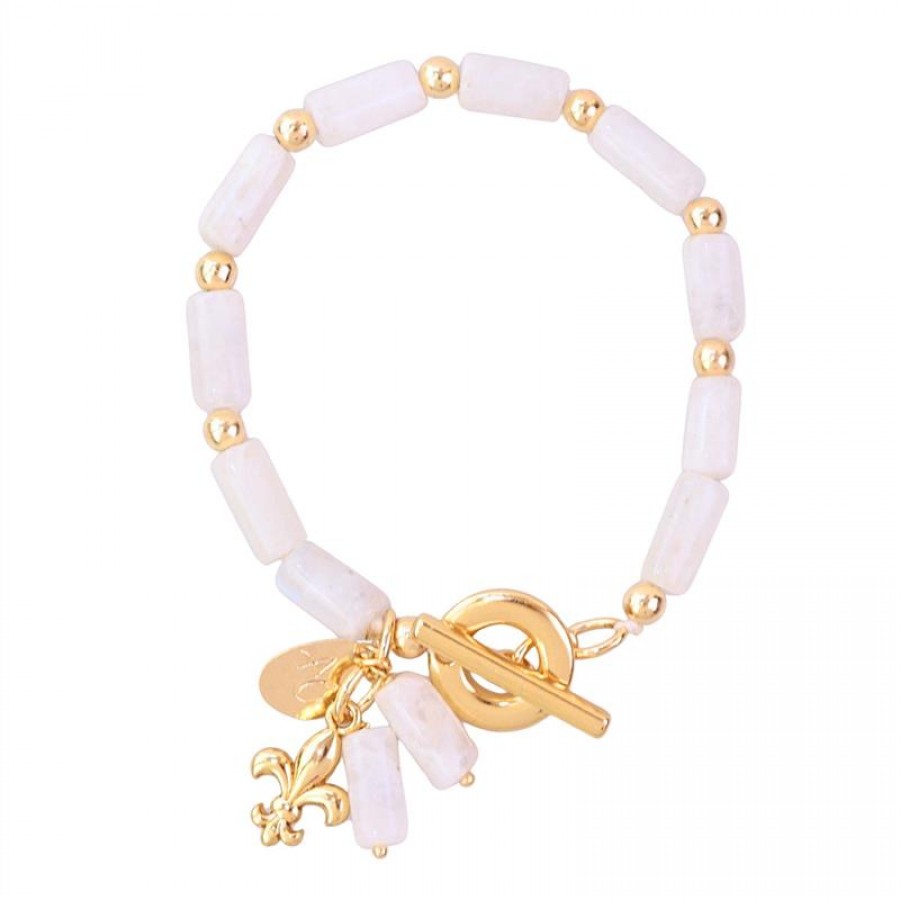 Pulseira De Pedra Da Lua Com Fecho T 