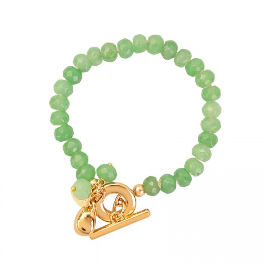Pulseira Quartzo Verde  Com Fecho T 