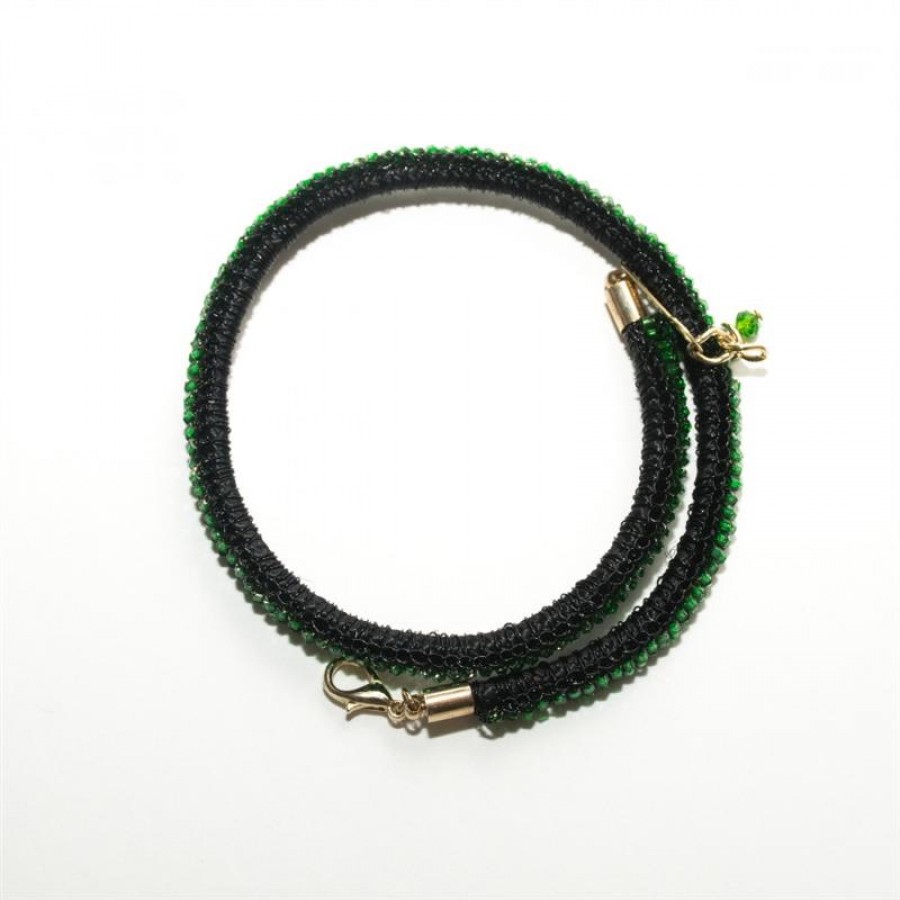 Pulseira Valvet Verde Banhada Em Ouro 18k