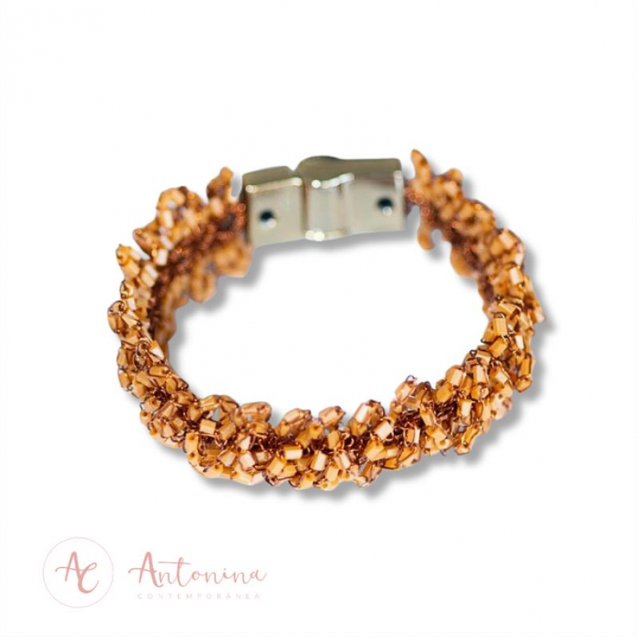 Pulseira Cravo Crochê Tangerina