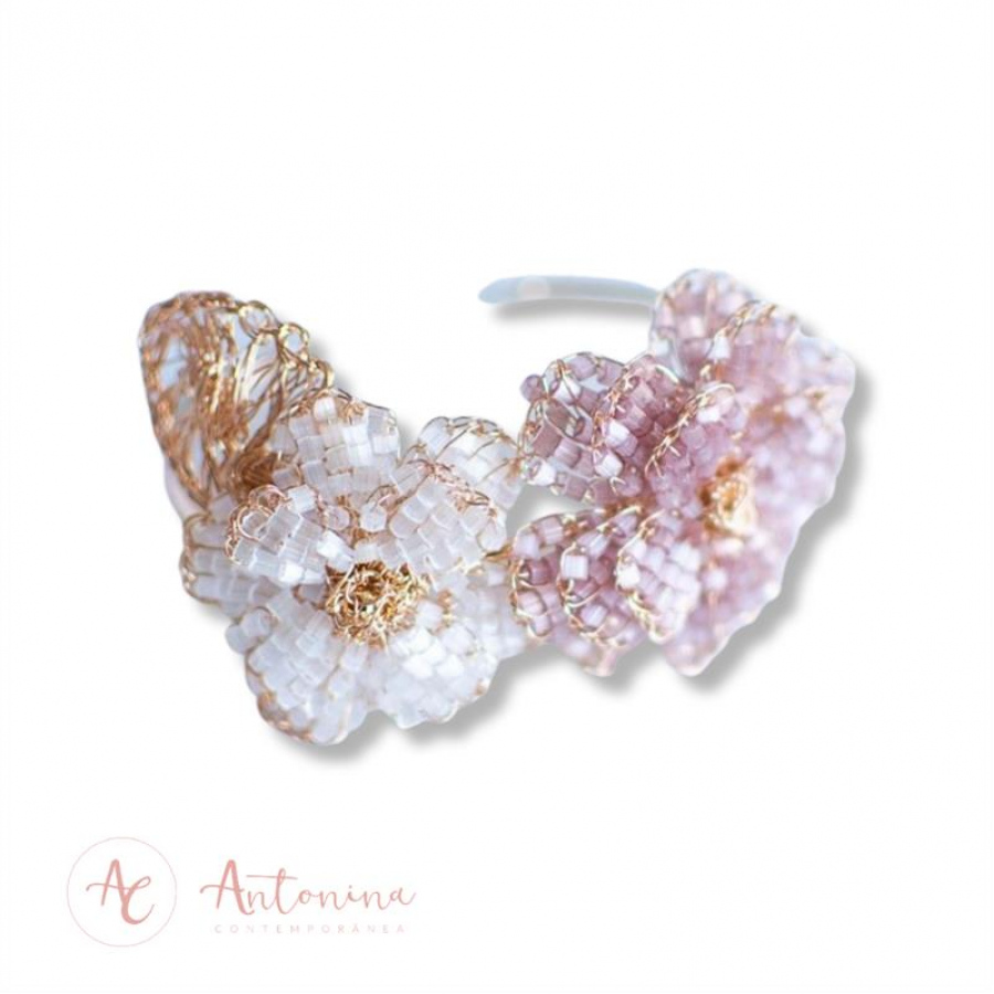 Pulseira Crochê Florata Leaf Branco E Nude 