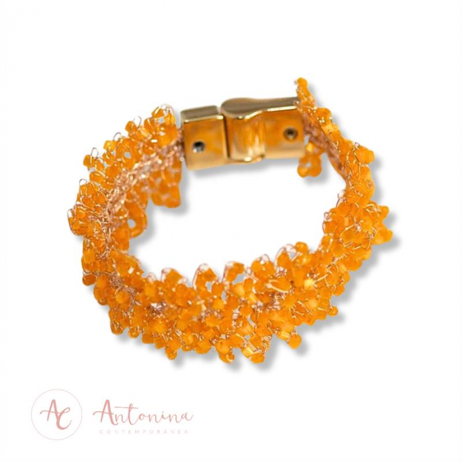 Pulseira Cravo Crochê Grapefruit Banhado Em Ouro 18k