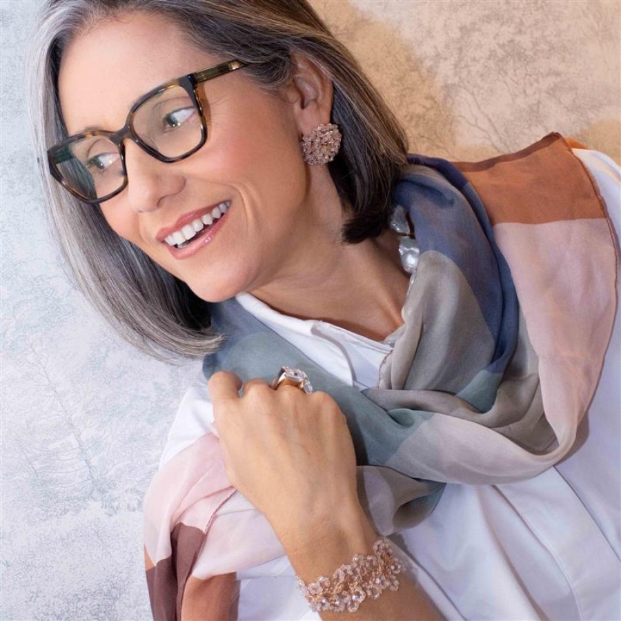 Pulseira Marina Slim Cristal Translúcido Banhado Em Ouro 18k
