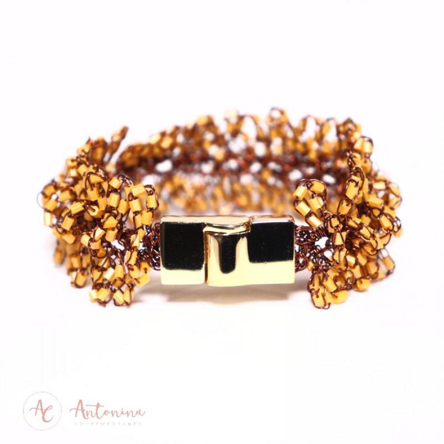 Pulseira Cravo Crochê Tangerina Ferrugem