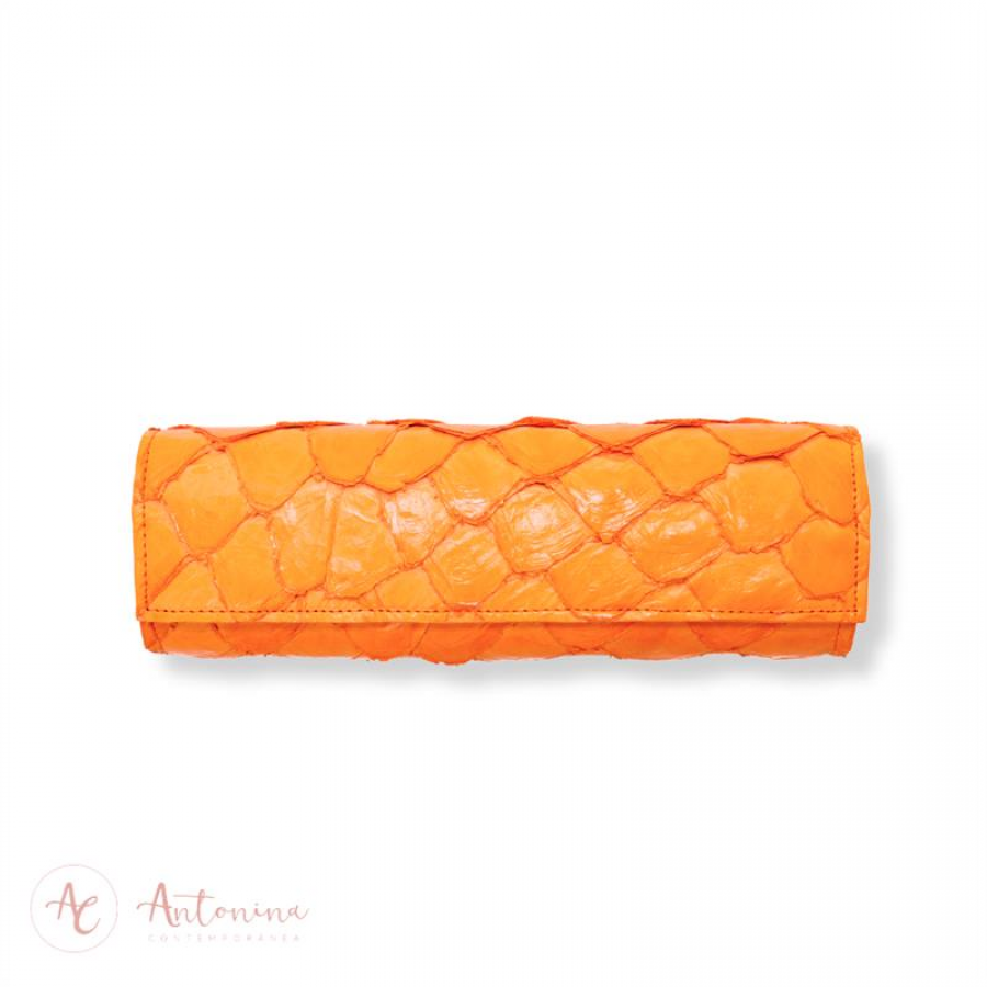 Bolsa Baguete De Pirarucu Laranja Citrico