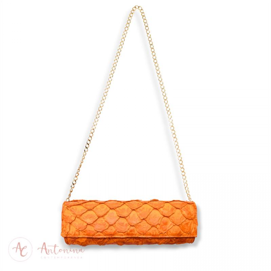 Bolsa Baguete De Pirarucu Laranja Citrico