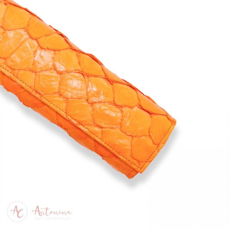 Bolsa Baguete De Pirarucu Laranja Citrico