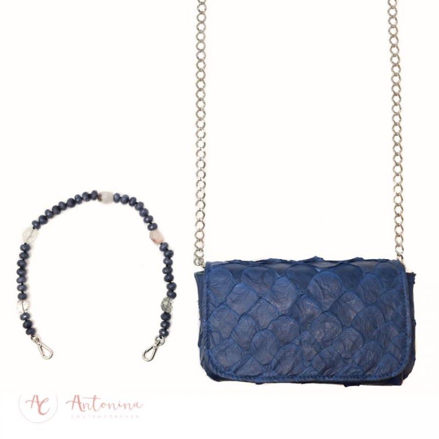 Bolsa Sophie De Pirarucu Azul Marinho I I 