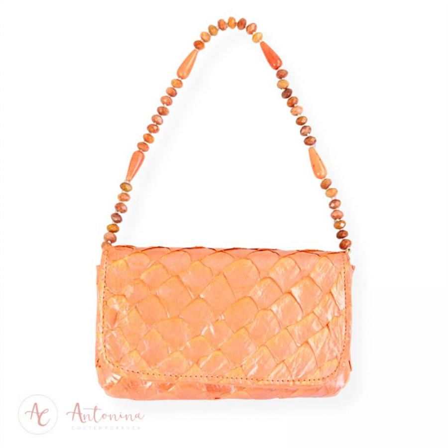 Bolsa Sophie De Pirarucu Laranja Metalizada 
