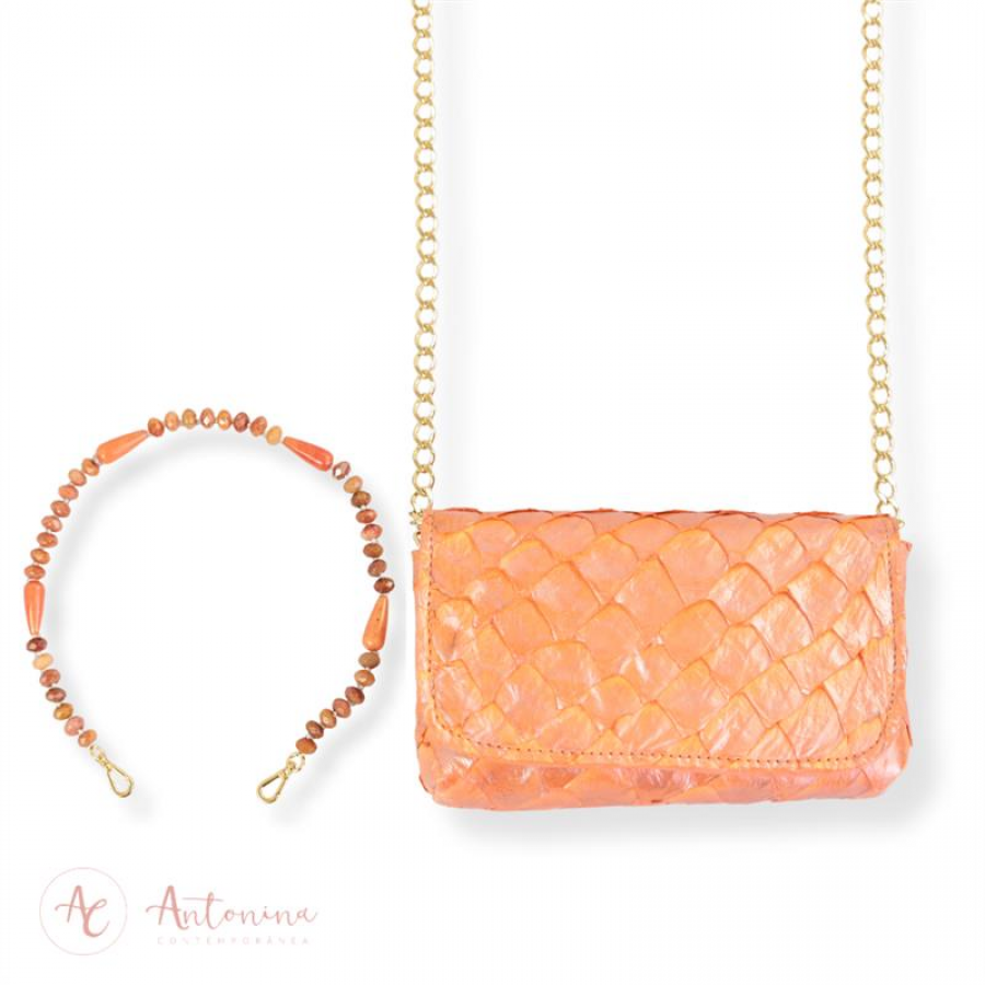 Bolsa Sophie De Pirarucu Laranja Metalizada 