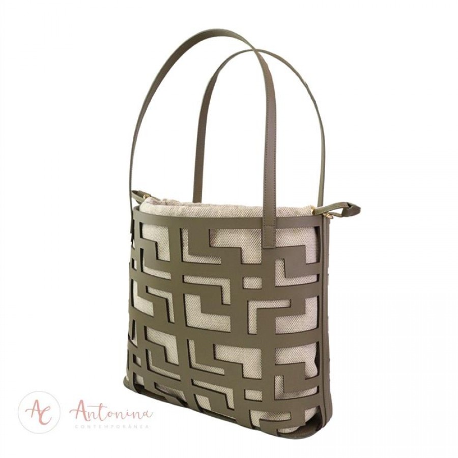 Bolsa De Couro Vazada Marrakech Oliva