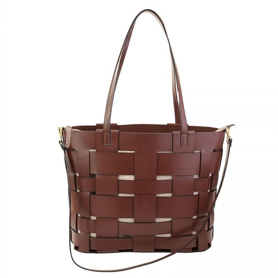 Bolsa De Couro Tressê Café G