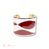 Bracelete Esmaltado Branco E Vinho