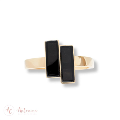 Bracelete Dupla Pedra Ônix<br><span style='color:#fff;'>Joias</span>