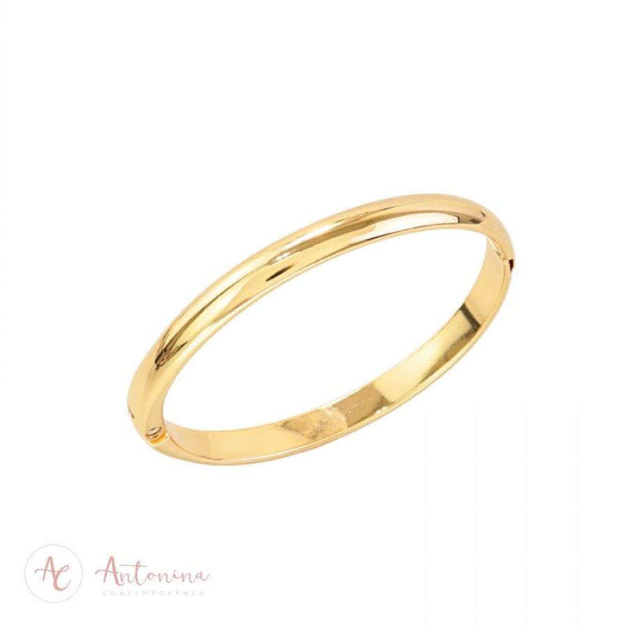 Bracelete Liso M Banhado Em Ouro 18k 