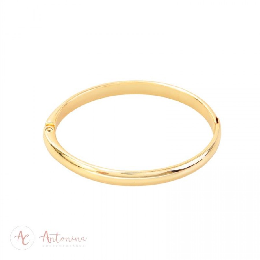 Bracelete Liso M Banhado Em Ouro 18k 