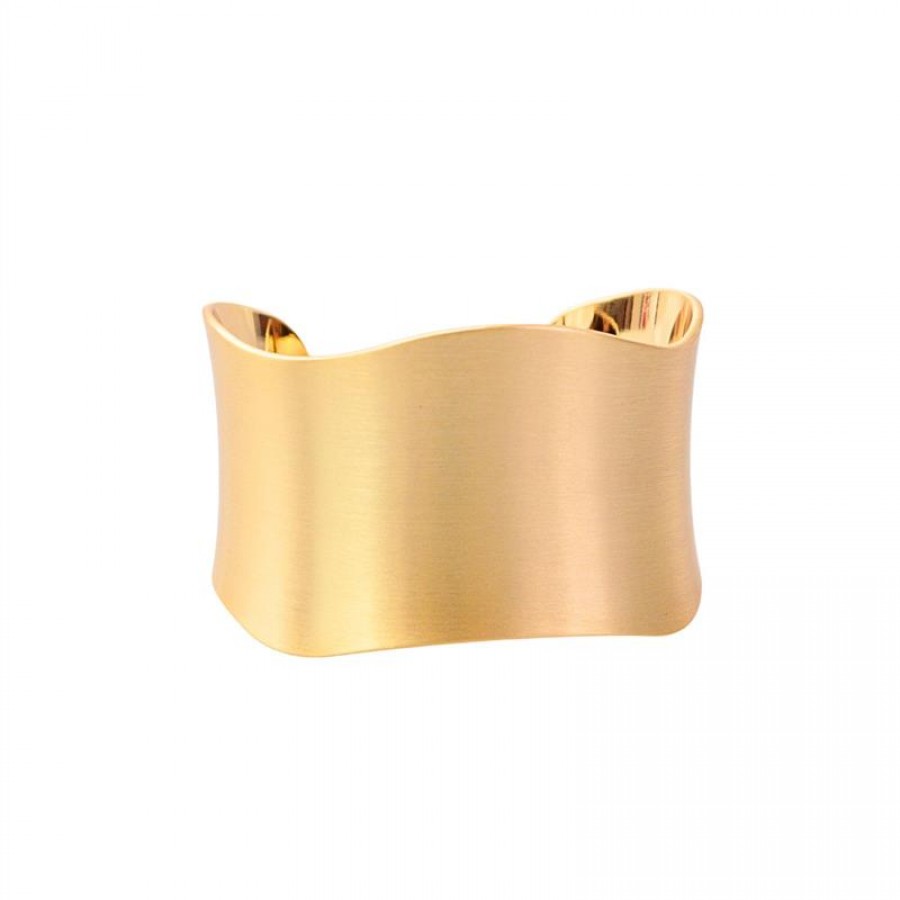Bracelete Sinuoso Fosco Banhado Em Ouro 18k
