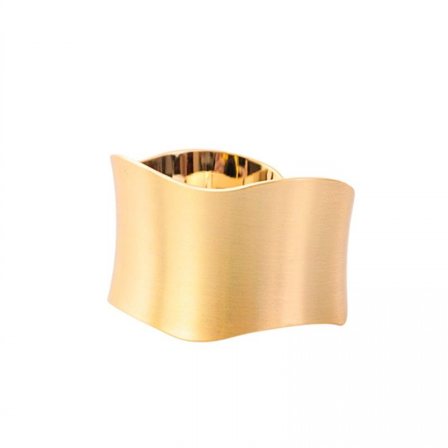Bracelete Sinuoso Fosco Banhado Em Ouro 18k