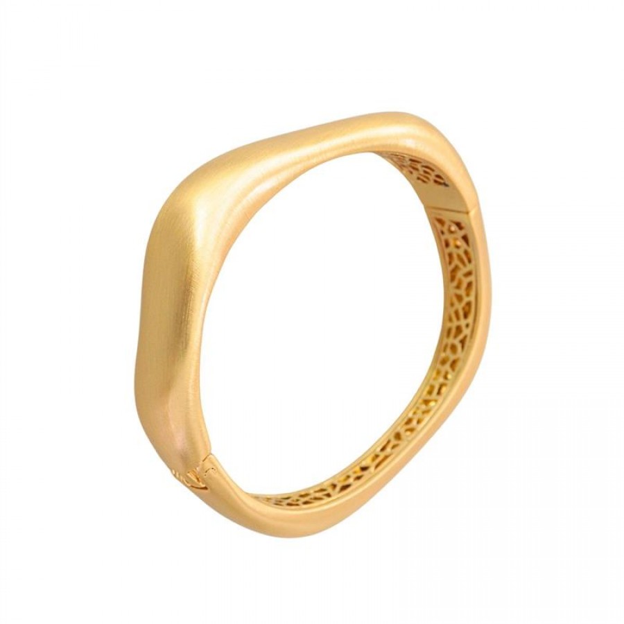 Bracelete Forma Irregular Fosco Banhado Em Ouro 18k