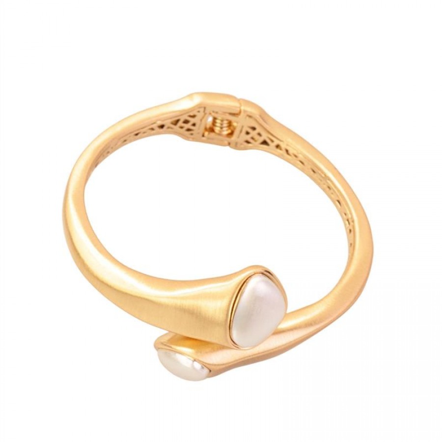 Bracelete Com Terminais Largos Banhado Em Ouro 18k