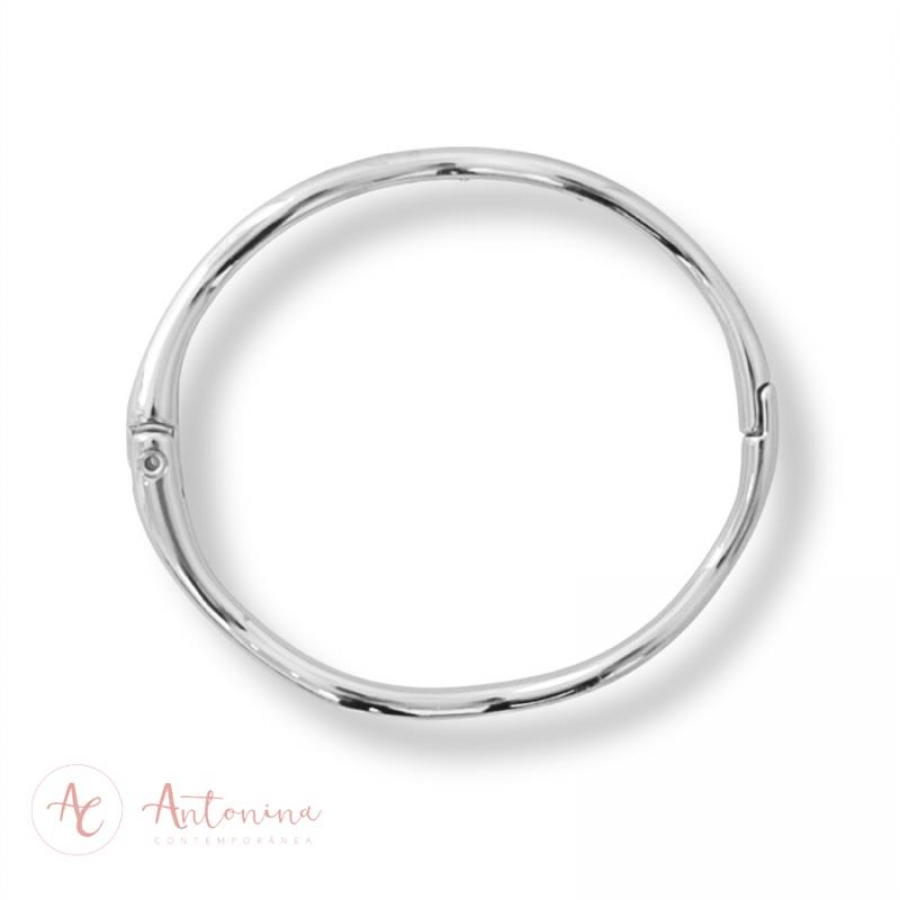 Bracelete Onda Banhado Em Ródio