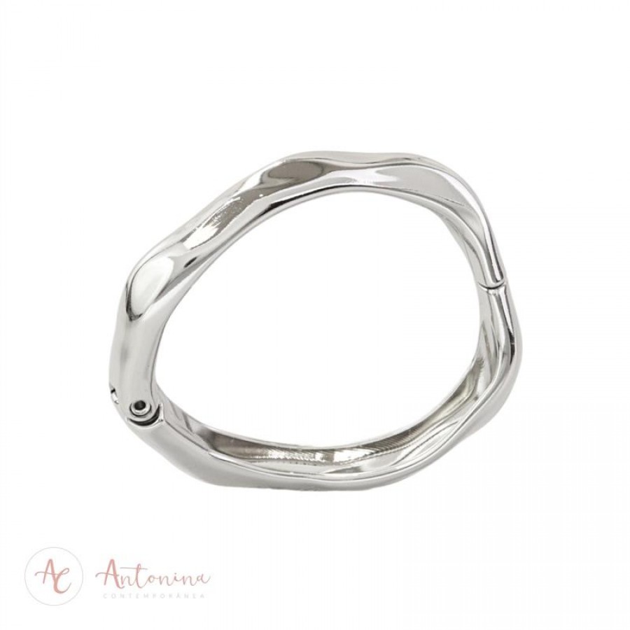 Bracelete Ondas G Banhado Em Ródio