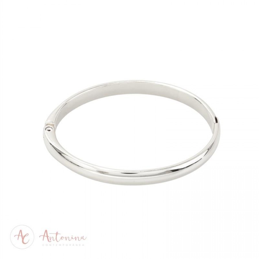 Bracelete Liso M Banhado Em Ródio 