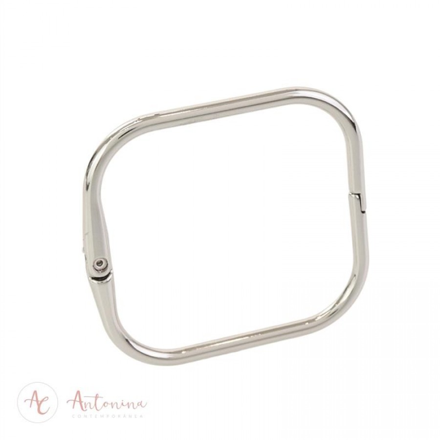 Bracelete Quadrado Fino Banhado Em Ródio