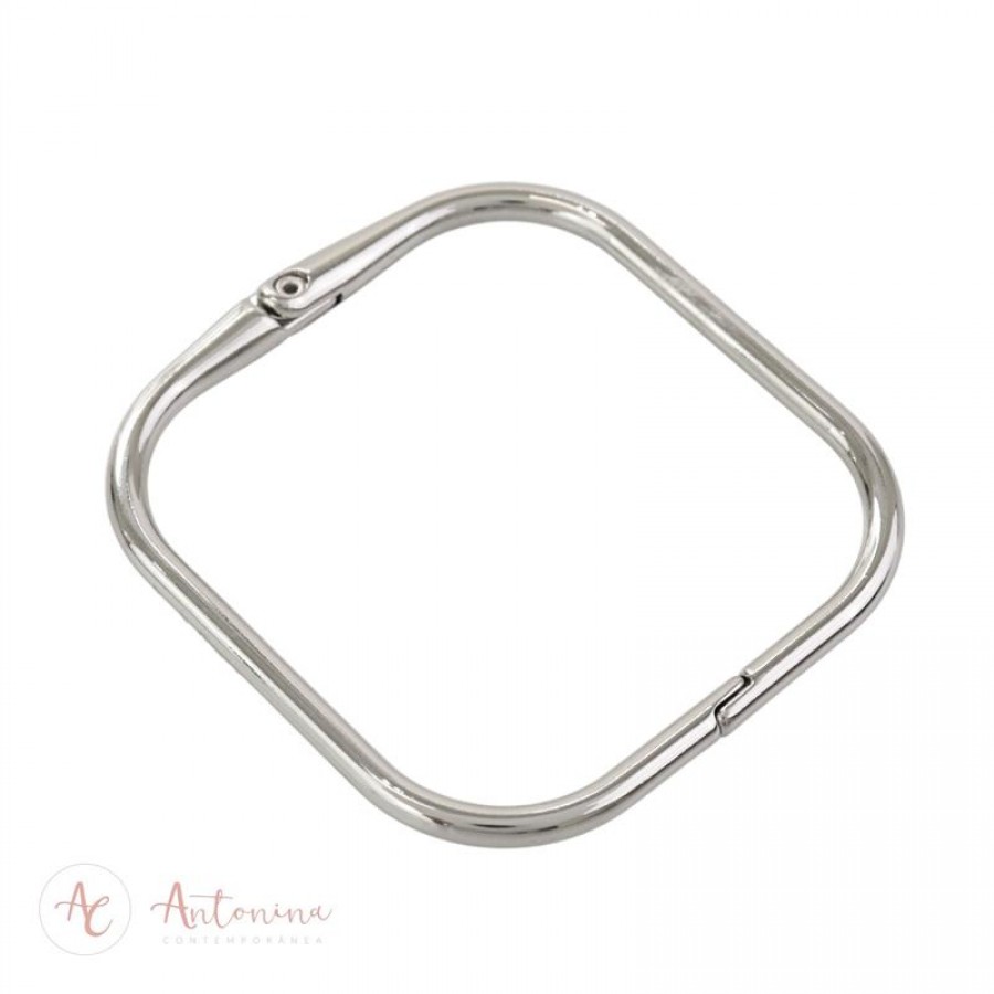 Bracelete Quadrado Fino Banhado Em Ródio