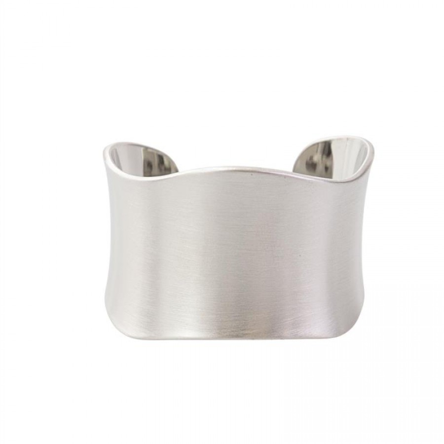 Bracelete Sinuoso Fosco Banhado Em Ródio