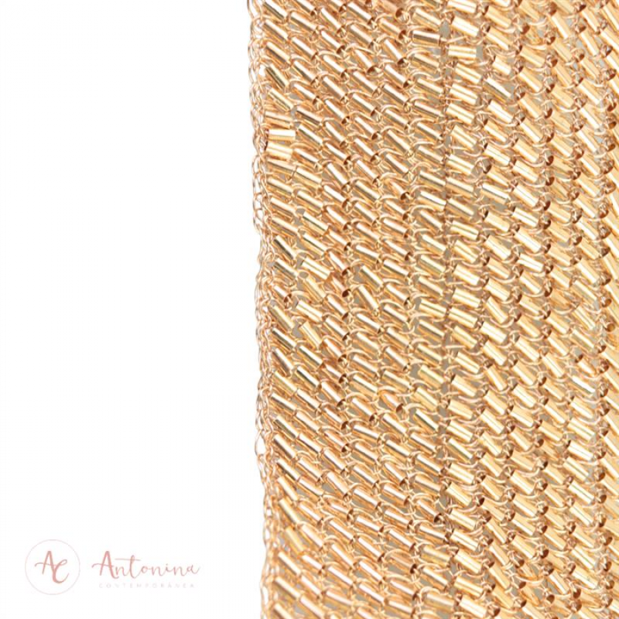 Bracelete Bordado Banhado Em Ouro 18k