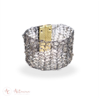 Bracelete Entrelaço Grey Nublado Banhado Em Ouro 18k