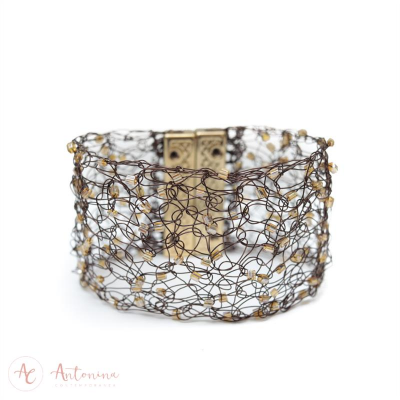 Bracelete Entrelaço Smoked Brulée Banhado Em Ouro 18k