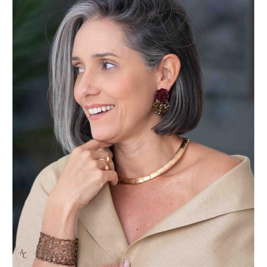Bracelete Entrelaço Smoked Brulée Banhado Em Ouro 18k