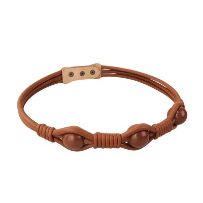 Cinto Trio De Couro Caramelo Gg <br><span style='color:#fff;'>Joias</span>